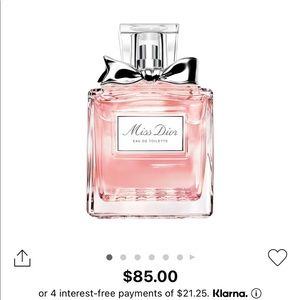 Dior miss Dior eau de toilette used 2 times. Selling Bc triggers my migraines